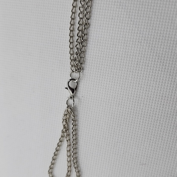 Silver Tone Layered Drop Bead Pendant Necklace - Picture 6 of 6